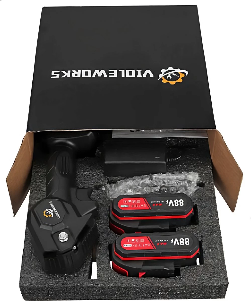 Violeworks® Accu Kettingzaag - Snoeizaag - Mini Kettingzaag - Handkettingzaag - Ook Voor Makita - Elektrische Kettingzaag - Elektrische Snoeischaar - Op Batterij - 2900 MAh - 1080W - 88V - Afbeelding 6