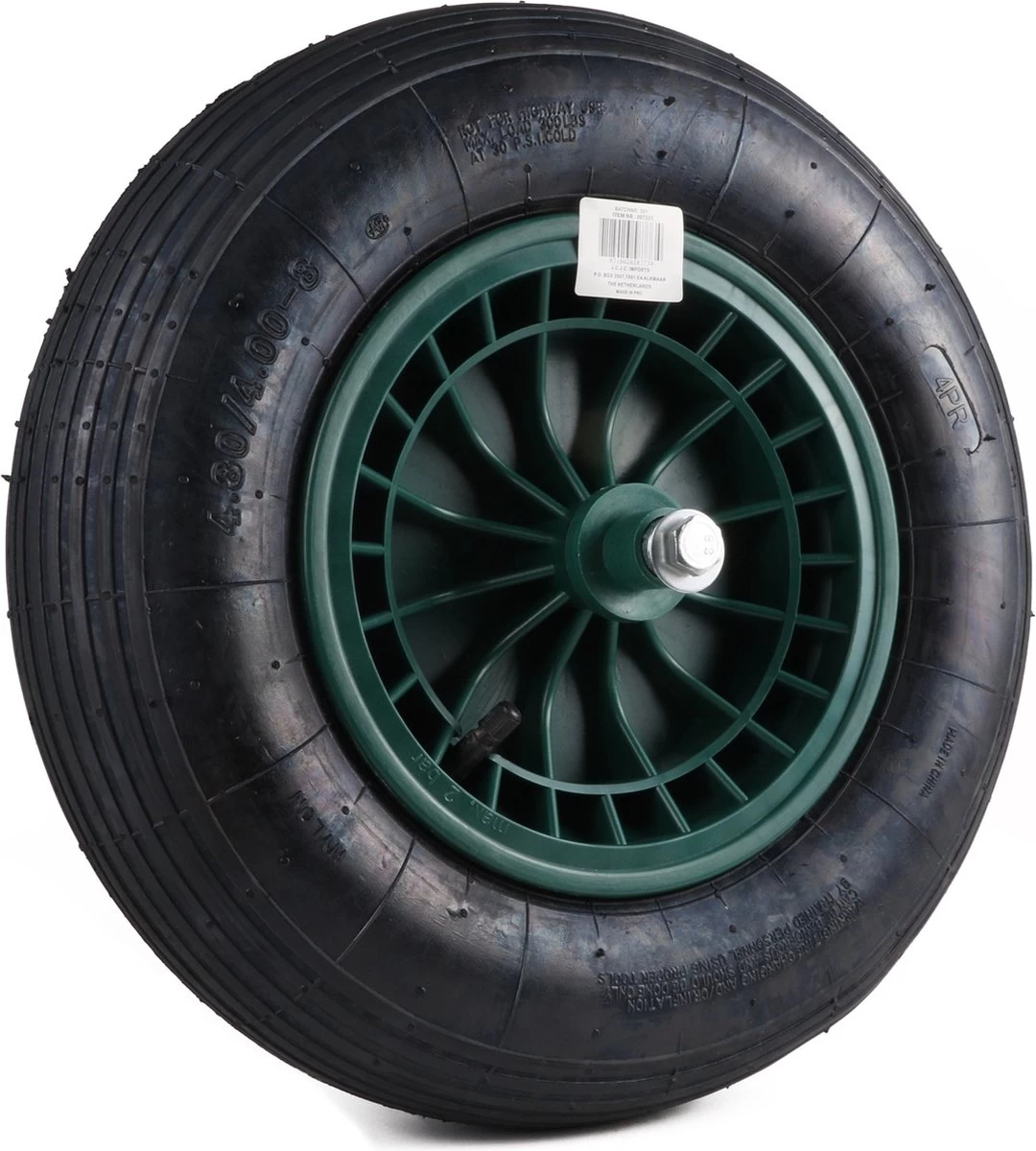 Kruiwagen Wiel 4.00 - 8 Luchtband Lijnprofiel - Asdiameter 20mm - Afbeelding 16