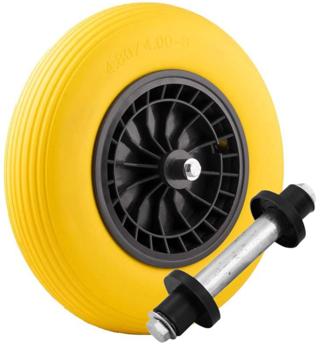 Merkloos Kruiwagenwiel Anti Lek - 4.80/4.00-8 - Massief PU Band - Lekvrij Wiel Met 130mm As - Kruiwagenband 4.80/400 Voor Kruiwagen - Afbeelding 6