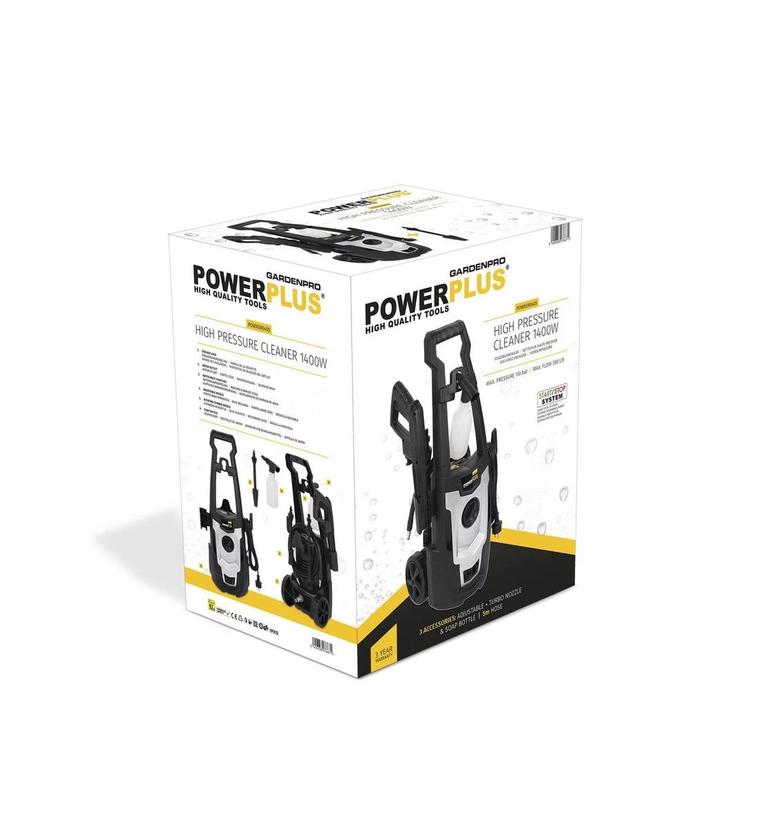 Powerplus POWXG90405 Hogedrukreiniger - 1400W - Max. 110 Bar - 390 L/h - Incl. 5m Slang En Accessoires - Excl. Terrasreiniger - Reiniger Voor Auto, Fiets En Meubelen - Afbeelding 6