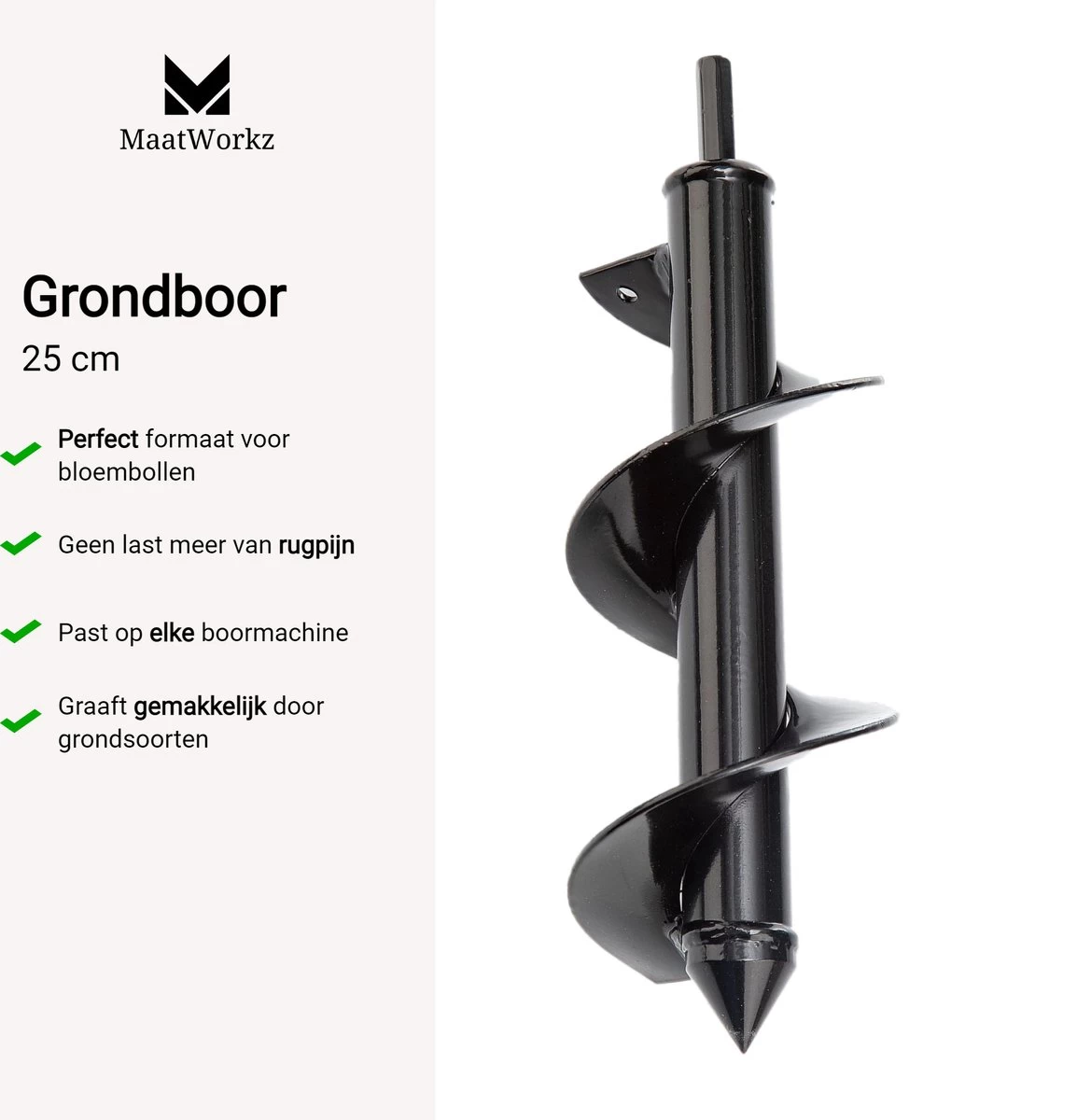 MaatWorkz - Grondboor - 25 CM - Boormachine - Bollenplanter - Moestuin - Palenboor - Boor - Tuin - Afbeelding 2