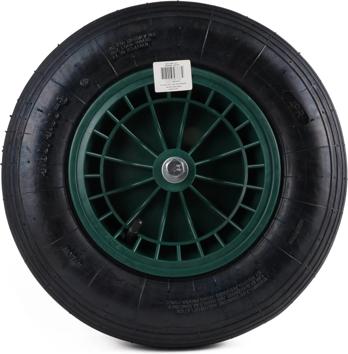 Kruiwagen Wiel 4.00 - 8 Luchtband Lijnprofiel - Asdiameter 20mm - Afbeelding 8