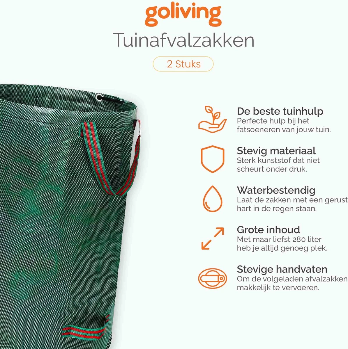 Goliving Tuinafvalzak - Set Van 2- Tuinafvalzakken Opvouwbaar - Tuinzak - Tuinafvalemmer - 2x 280 Liter - Groen - Afbeelding 5
