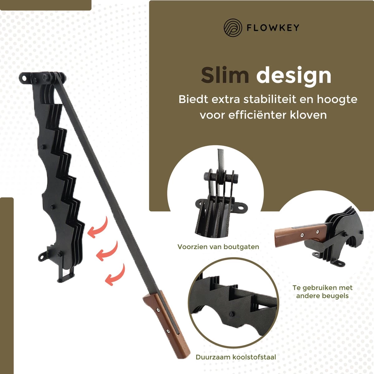 Flowkey® Houtklover XL - Houtsplijter Bijl - Houtkliever Kloofwig Gietijzer - Voor Hout & Aanmaakhout - Inclusief Gratis Bevestigingsset - Afbeelding 3