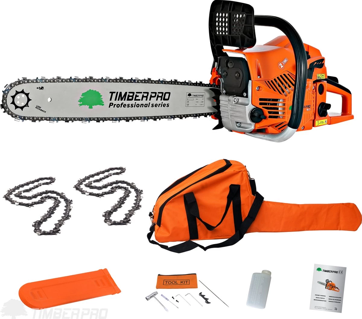 TIMBERPRO - Kettingzaag – Benzine - 62 Cc - Zwaardlengte 50 Cm - Transportzak - 2e Ketting - Afbeelding 5