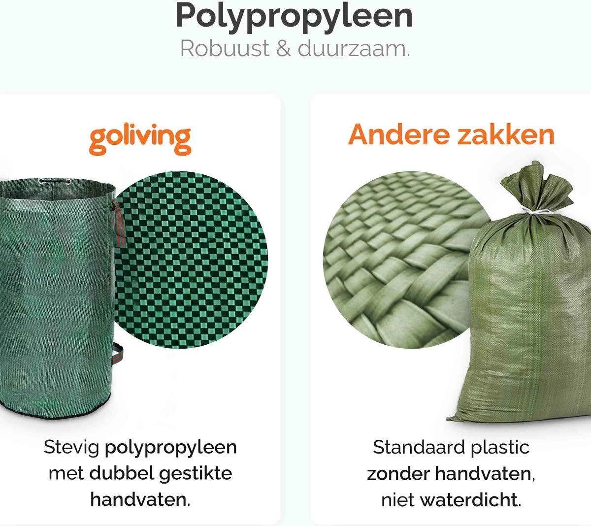 Goliving Tuinafvalzak - Set Van 2- Tuinafvalzakken Opvouwbaar - Tuinzak - Tuinafvalemmer - 2x 280 Liter - Groen - Afbeelding 3