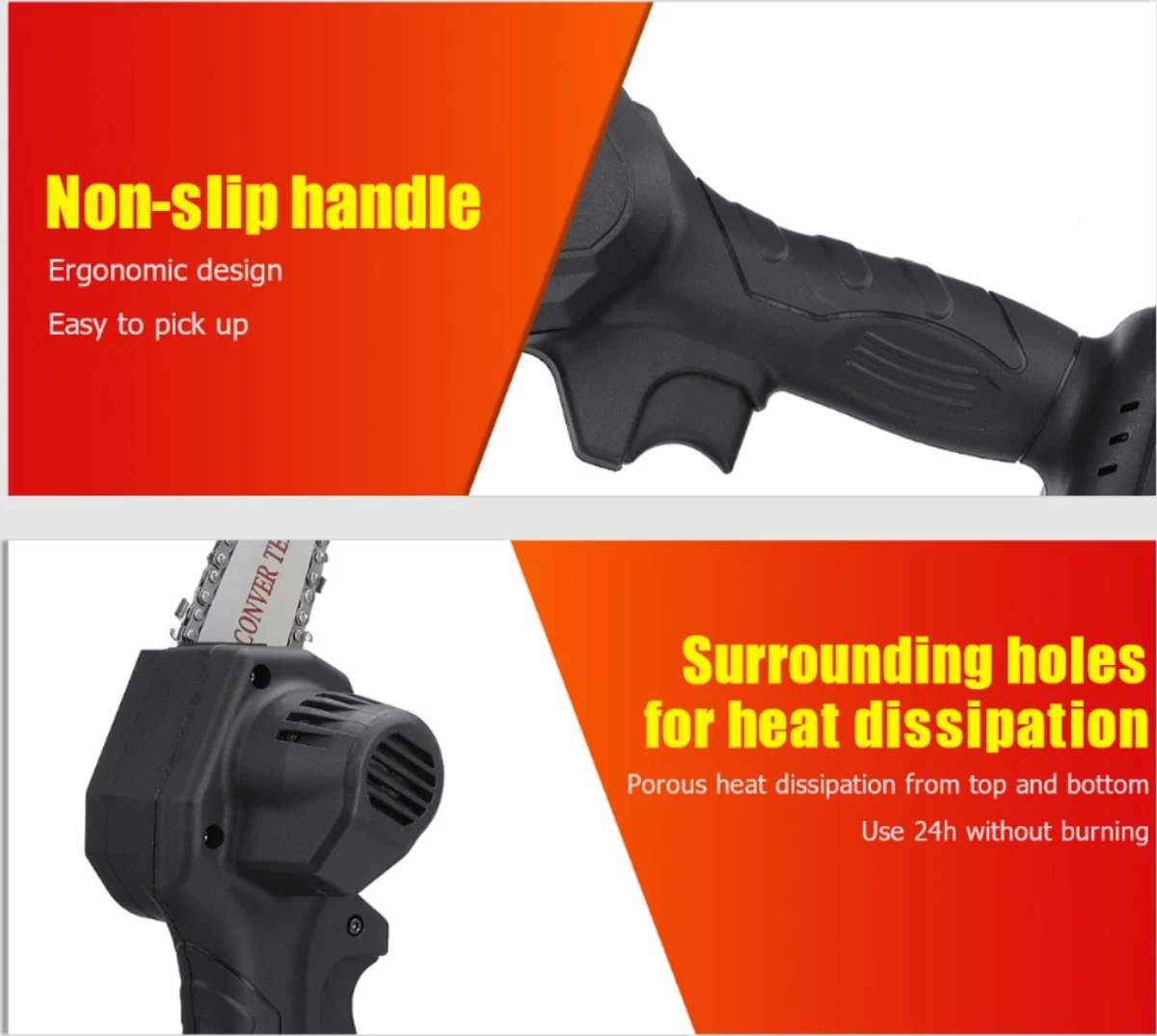 Violeworks® Accu Kettingzaag - Snoeizaag - Mini Kettingzaag - Handkettingzaag - Ook Voor Makita - Elektrische Kettingzaag - Elektrische Snoeischaar - Op Batterij - 2900 MAh - 1080W - 88V - Afbeelding 3