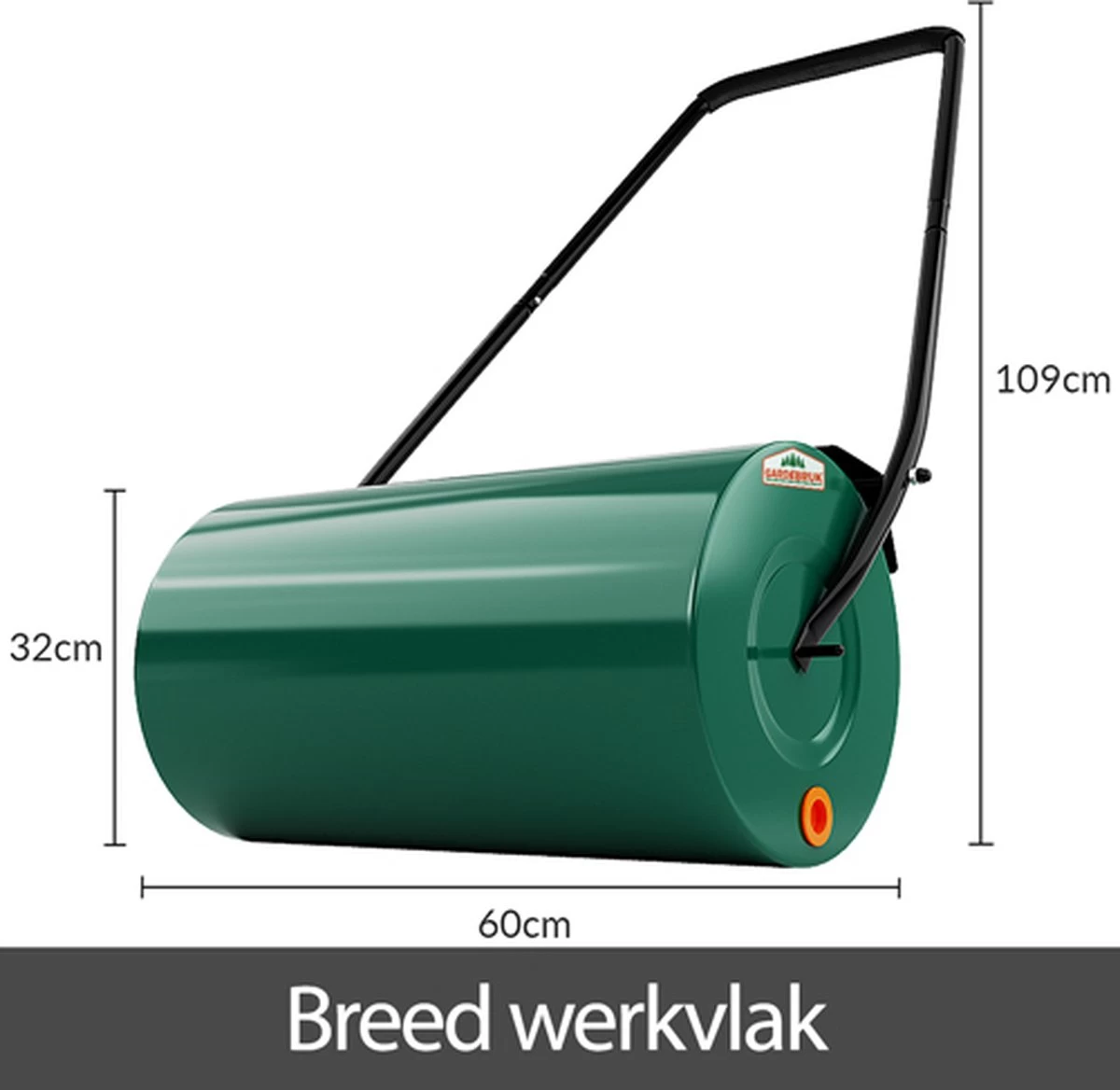 Gardebruk Tuinwals 60cm - 50L Vulvolume Staaltrommel - Groen - Afbeelding 4