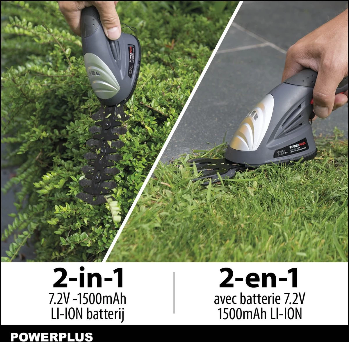 Powerplus POWEG4500 Gras-/Heggenschaar Accu - 7.2V - Snoeien En Knippen - Zwaardlengte 83/120mm - Mesafstand 8mm - Incl. 1,5Ah Accu En Lader - Haagschaar Voor Tuinonderhoud - Afbeelding 3