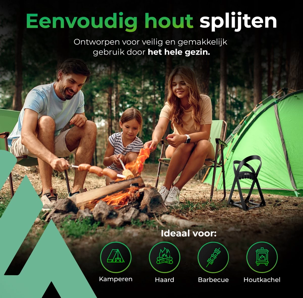 Lighted Lifestyle™| Houtklover Voor Aanmaakhout Incl. Kloofhamer - Houtsplijter - Houtkliever - Snel Haardhout - Gietijzer - Incl. Schroeven - Afbeelding 8