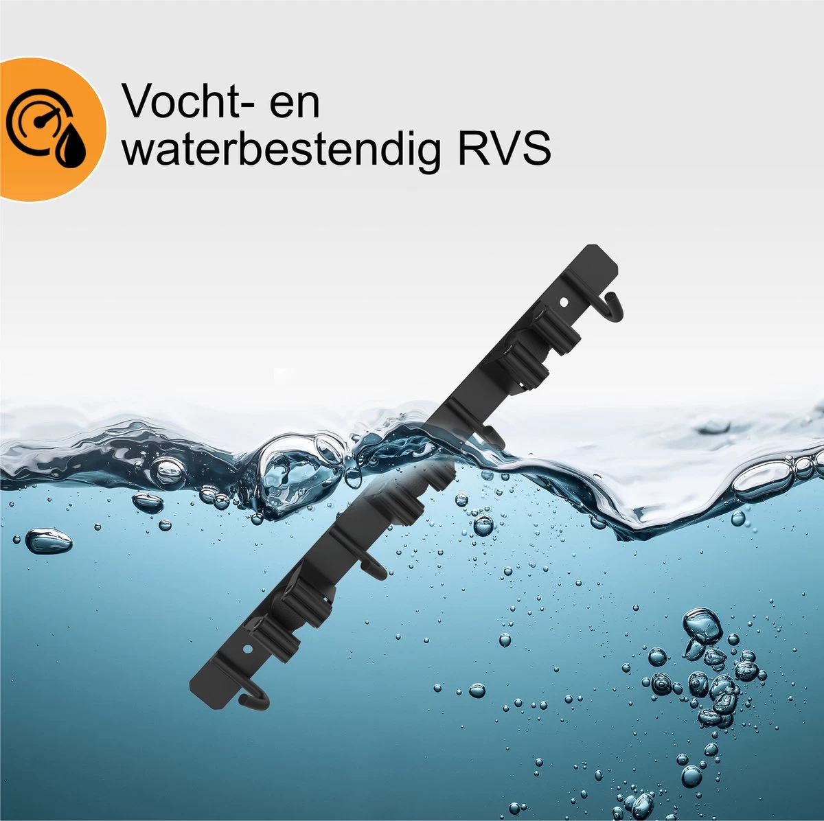 Volcan Bezemhouder - Bezem Ophangsysteem Tuingereedschap - Gereedschapshouder - Zelfklevend - 3M Tape - 3 Houders 4 Haken - RVS Zwart - Afbeelding 4