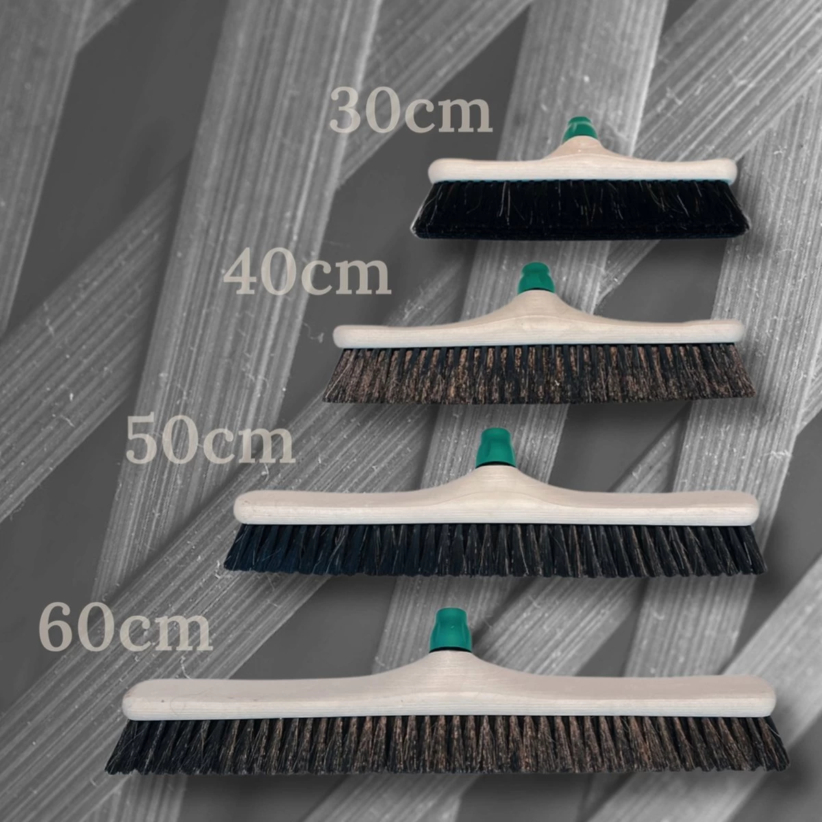 MAUS Bezem Binnen 60cm - Zachte Paardenhaar Zaalveger Met Steel 150cm - Gerecycled - Made In EU - Zeer Robuust - Afbeelding 3