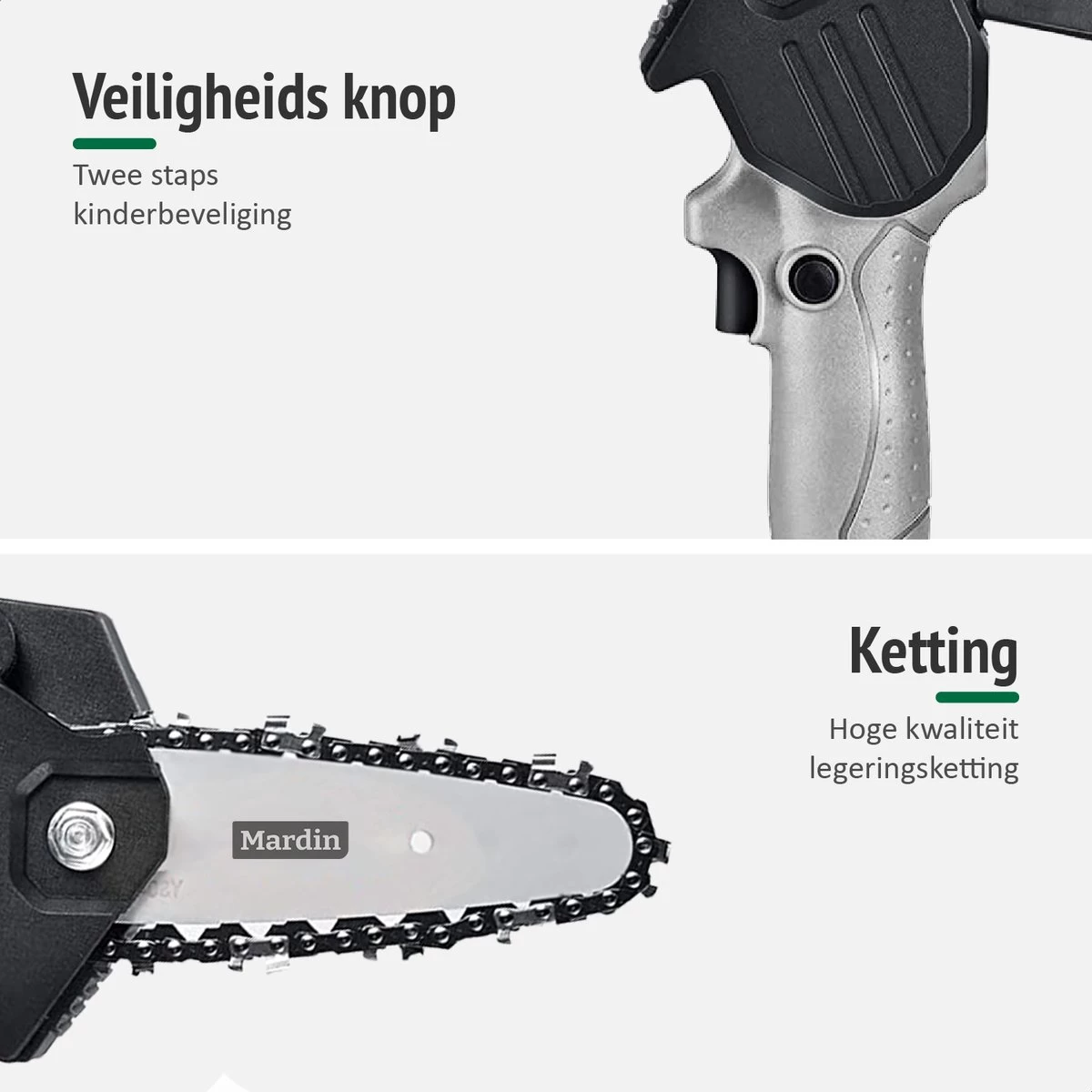 Mardin Mini Kettingzaag - Snoeizaag - Kettingzaag - Kettingzaag Electrisch Met 2 Accu - Inclusief Koffer - 1 Extra Accu - Grijs - Afbeelding 7