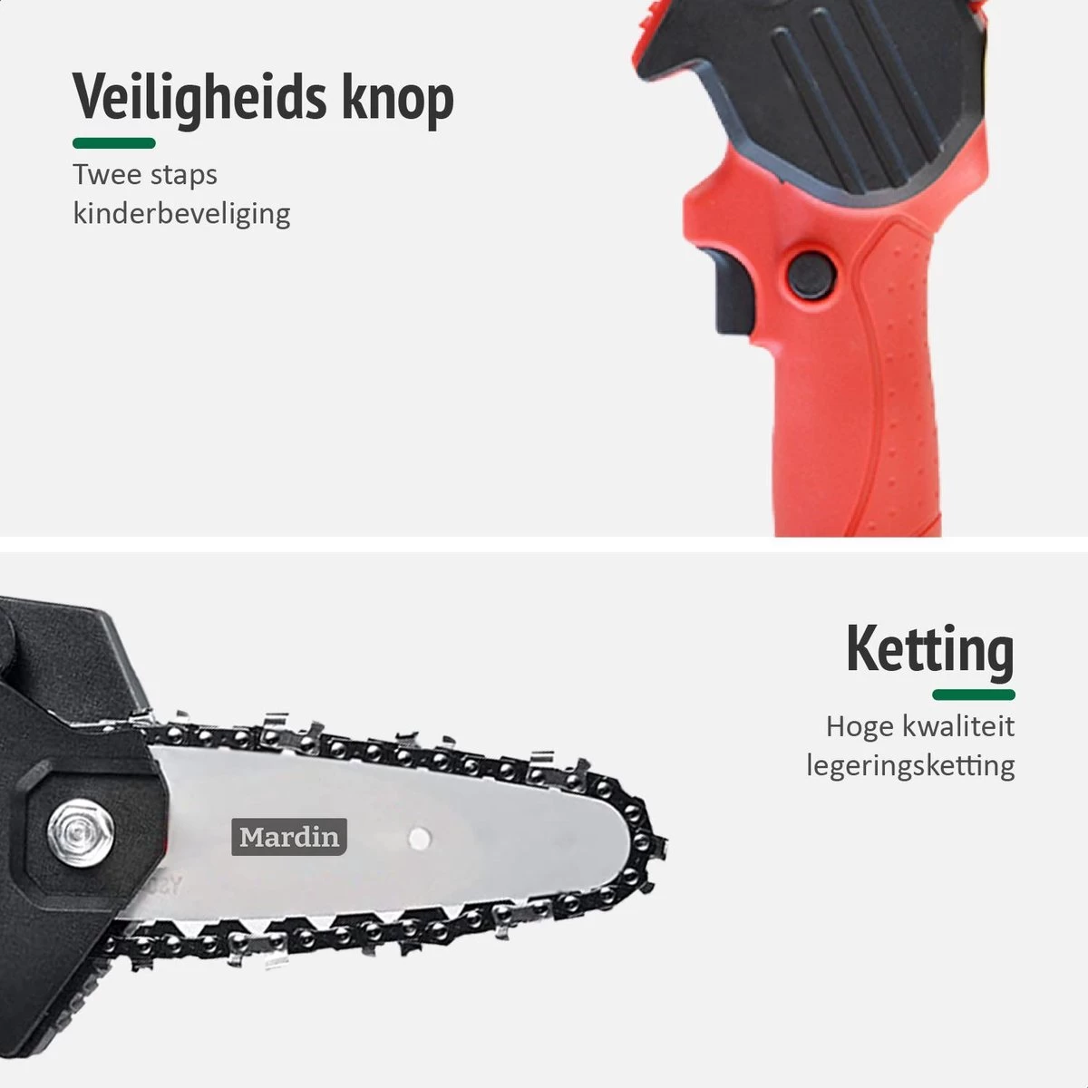 Mardin Mini Kettingzaag - Snoeizaag - Kettingzaag - Kettingzaag Electrisch Met 2 Accu - Inclusief Koffer - 1 Extra Accu - Rood - Afbeelding 5