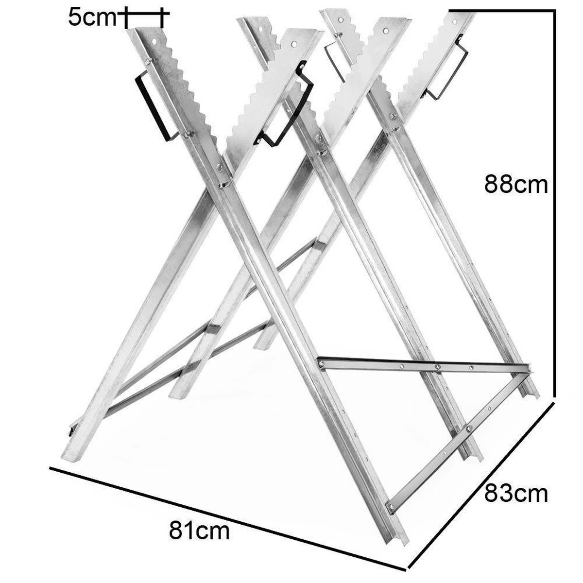 Merkloos Monzana Zaagbok - Metaal Opvouwbaar 83x81x88cm - Zilver - Afbeelding 7