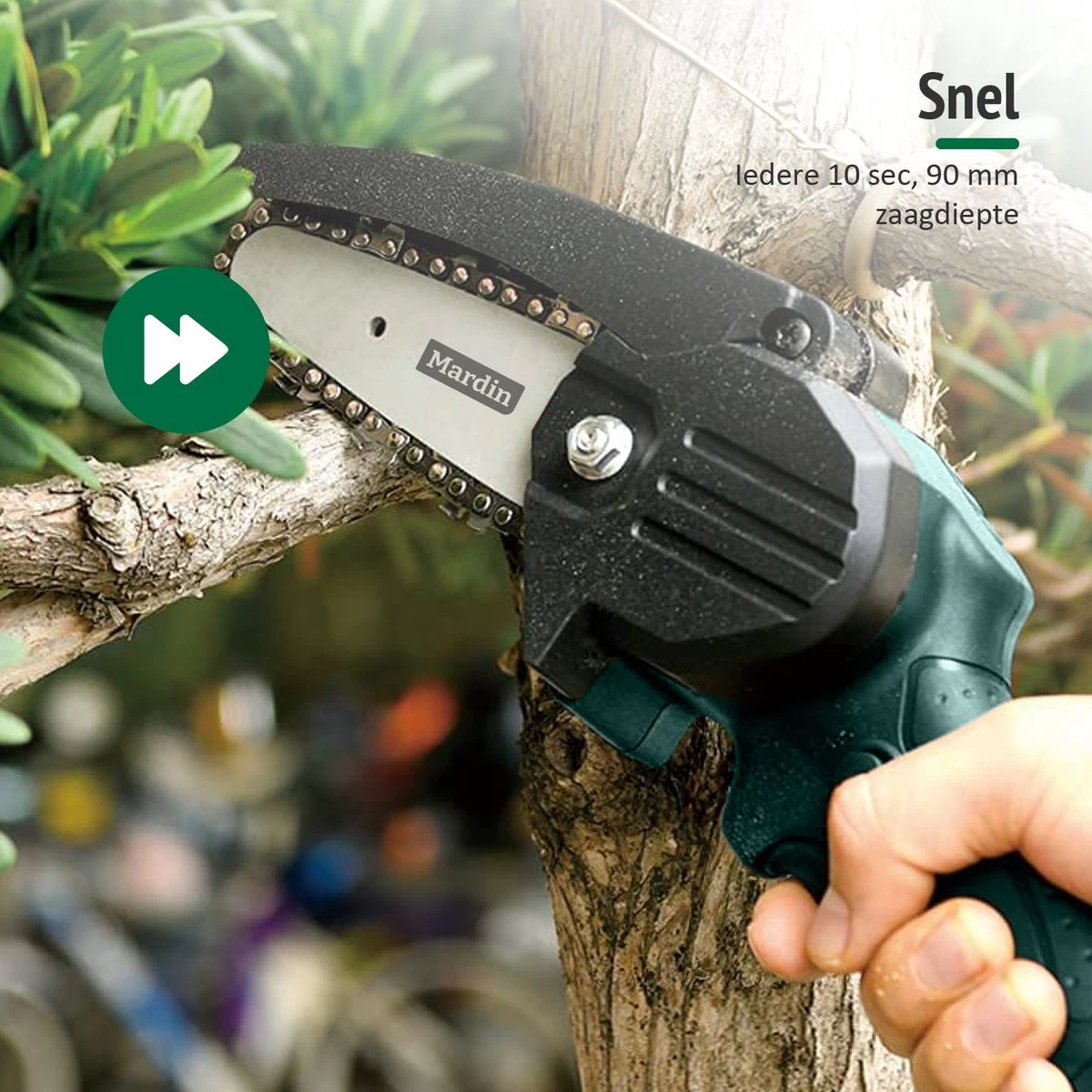 Mardin Mini Kettingzaag - Snoeizaag - Kettingzaag - Kettingzaag Electrisch Met 2 Accu - Inclusief Koffer - 1 Extra Accu - Groen - Afbeelding 5