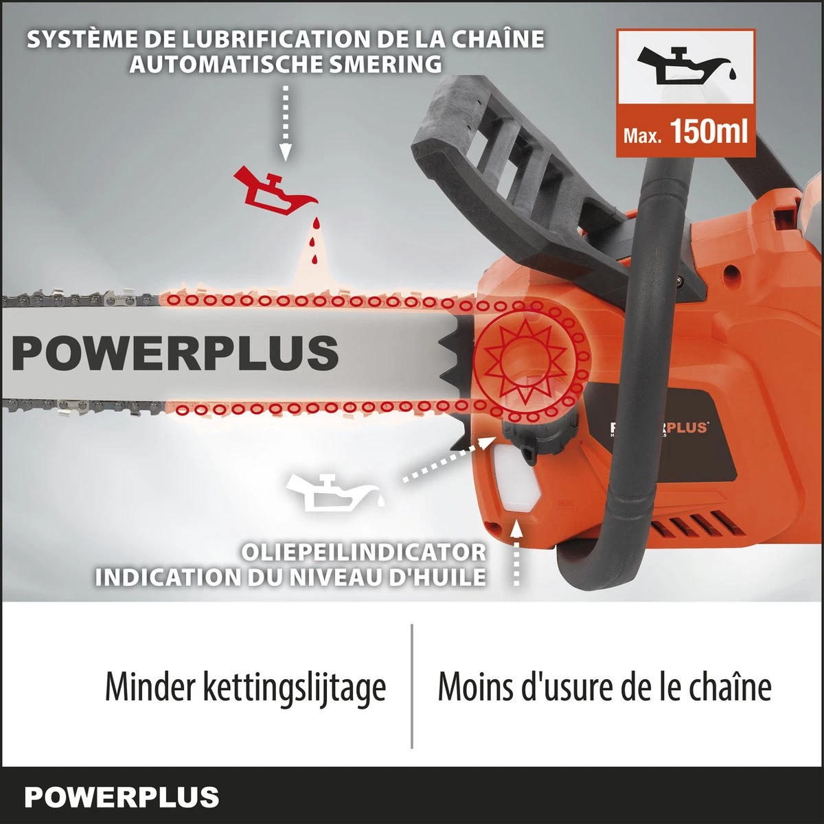 Powerplus Dual Power POWDPGSET33 Accu Kettingzaag - 40V - 30 Cm Zwaardlengte -2x20V Accu -1 X Lader - Afbeelding 7