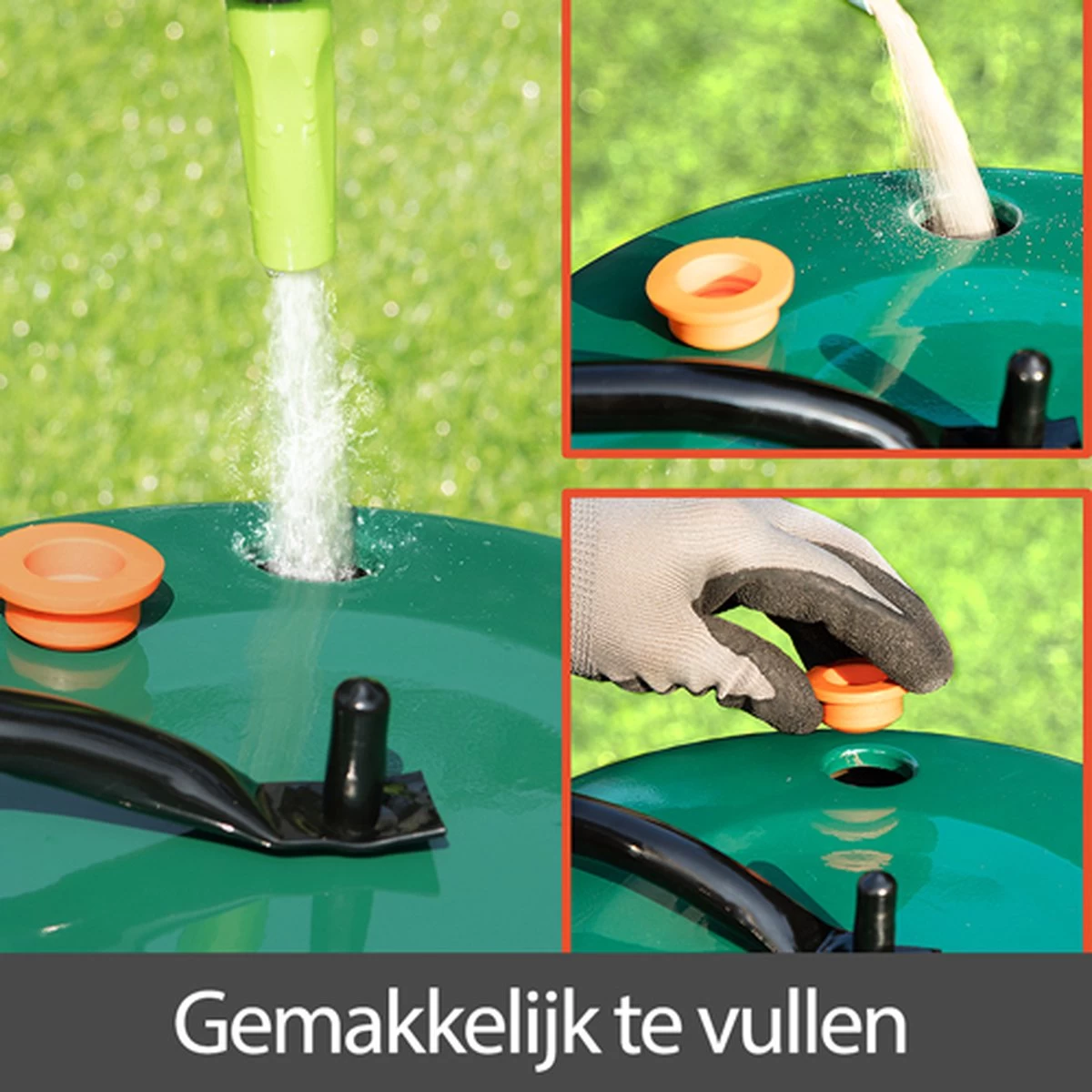Gardebruk Tuinwals 60cm - 50L Vulvolume Staaltrommel - Groen - Afbeelding 3