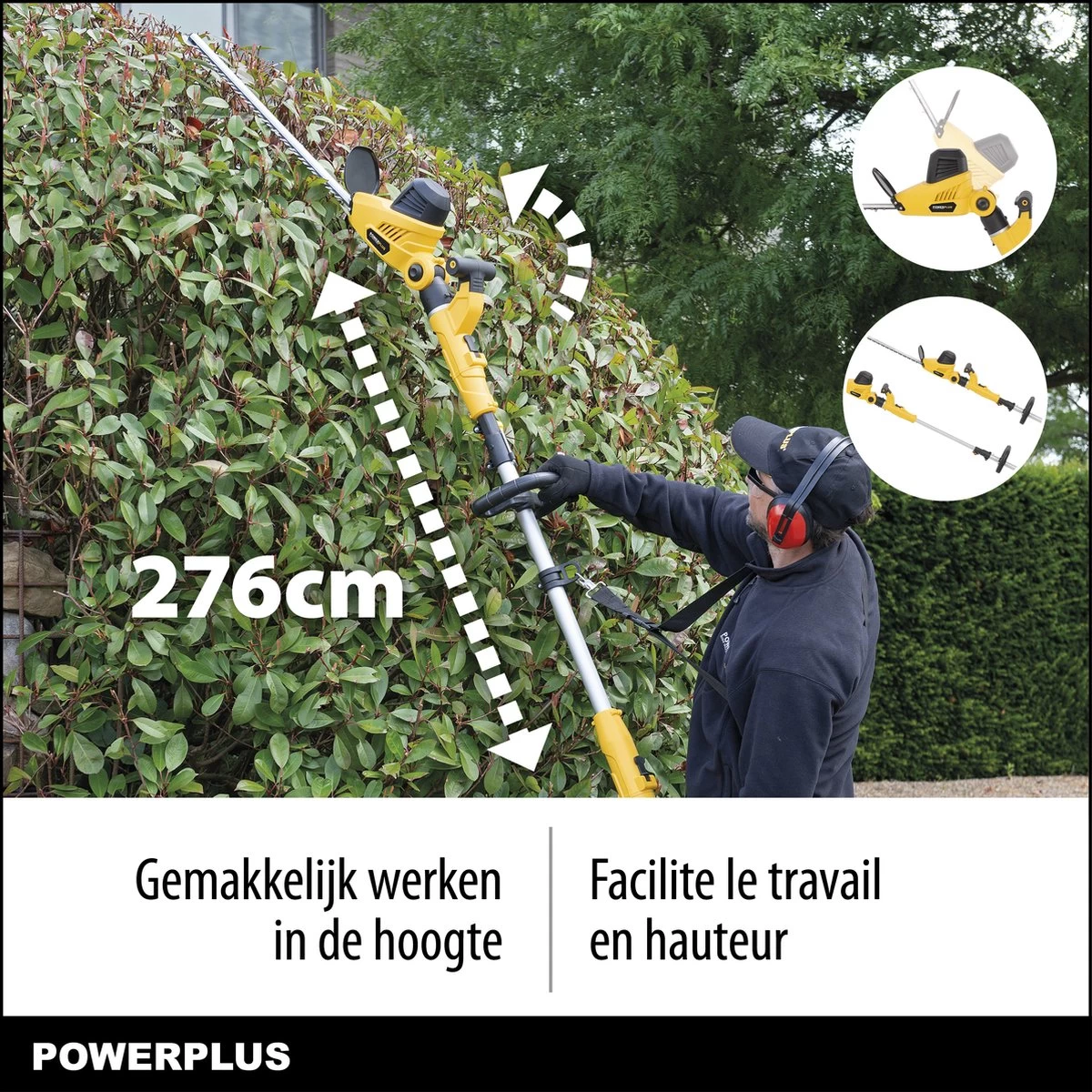 Powerplus POWXG2043 Elektrische Heggenschaar - 750W - Snoeien En Knippen - Zwaardlengte 570mm - Mesafstand 24mm - Telescopisch - Draaibaar Handvat - Haagschaar Voor Tuinonderhoud - Afbeelding 2