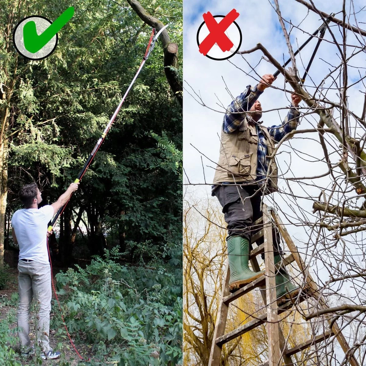Iceberk Snoeischaar + Snoeizaag (1,45 - 3,70 M) - Telescopische Snoeischaar Voor Het Snoeien Van Bomen En Dichte Struiken Zonder Ladder - Afbeelding 6
