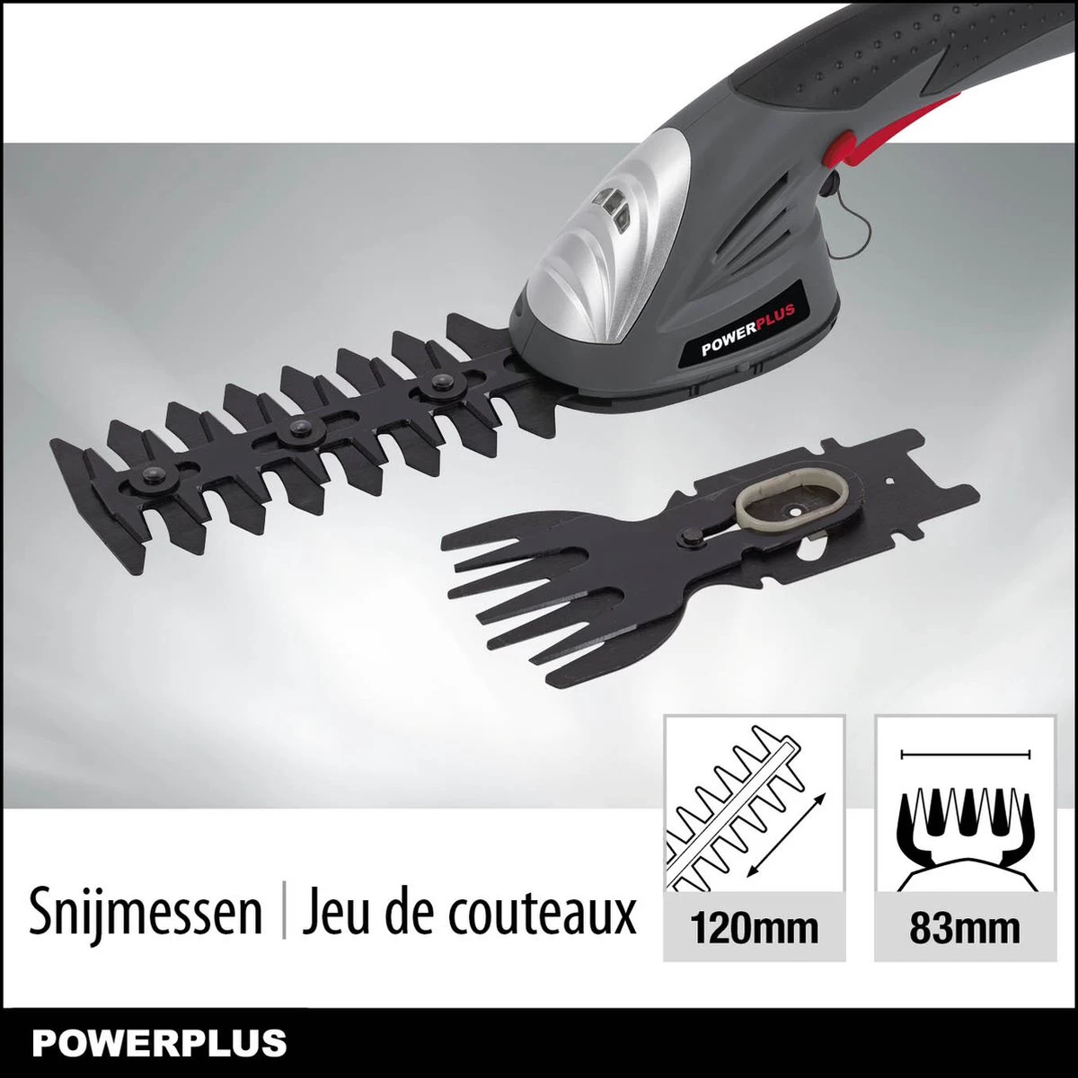 Powerplus POWEG4500 Gras-/Heggenschaar Accu - 7.2V - Snoeien En Knippen - Zwaardlengte 83/120mm - Mesafstand 8mm - Incl. 1,5Ah Accu En Lader - Haagschaar Voor Tuinonderhoud - Afbeelding 5