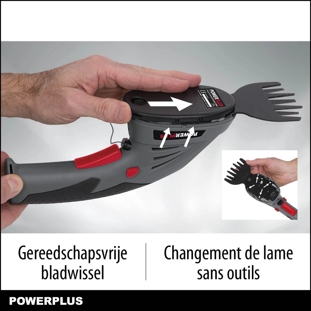 Powerplus POWEG4500 Gras-/Heggenschaar Accu - 7.2V - Snoeien En Knippen - Zwaardlengte 83/120mm - Mesafstand 8mm - Incl. 1,5Ah Accu En Lader - Haagschaar Voor Tuinonderhoud - Afbeelding 6
