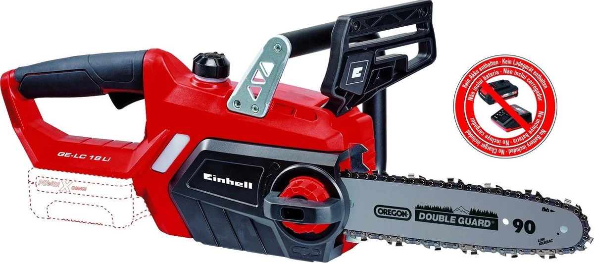 Einhell Accu Kettingzaag GE-LC 18 Li-Solo Power X-Change (Li-Ion, 18 V, 25 Cm Zwaardlengte, 23 Cm Snijlengte, Terugslagbescherming, Kettingvangbout, Zonder Accu En Lader)