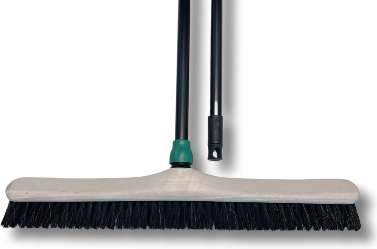 MAUS Bezem Binnen 60cm - Zachte Paardenhaar Zaalveger Met Steel 150cm - Gerecycled - Made In EU - Zeer Robuust