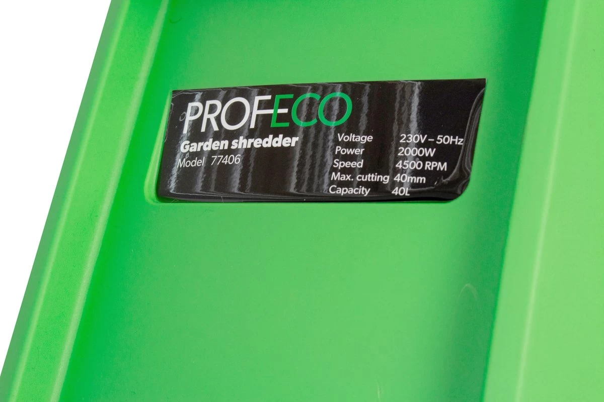 Profeco Stille Hakselaar 2000W - Tuinhakselaar - Versnipperaar Voor 45mm Takdikte - Incl. 50 Liter Opvangzak En Veilige Duwstok - Afbeelding 10