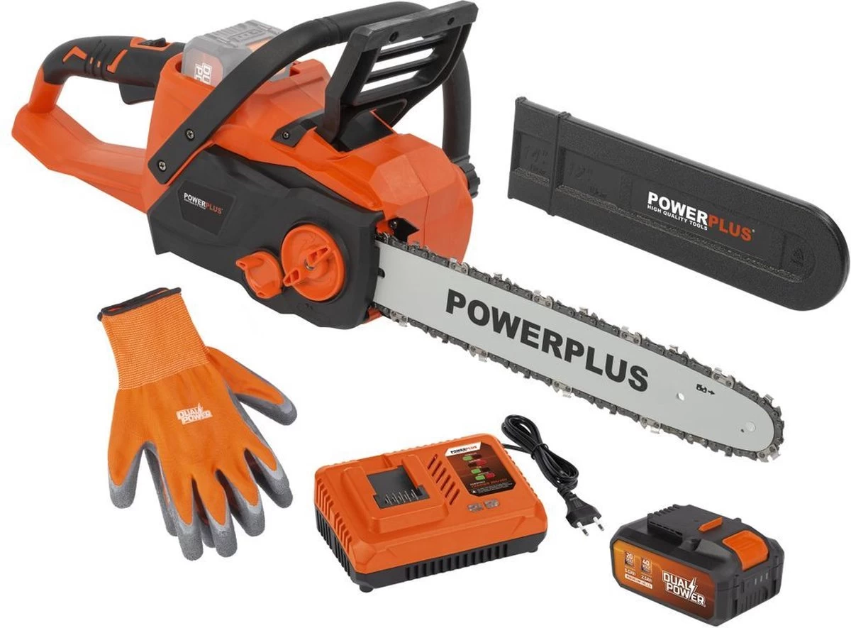 Powerplus Dual Power POWDPGSET33 Accu Kettingzaag - 40V - 30 Cm Zwaardlengte -2x20V Accu -1 X Lader