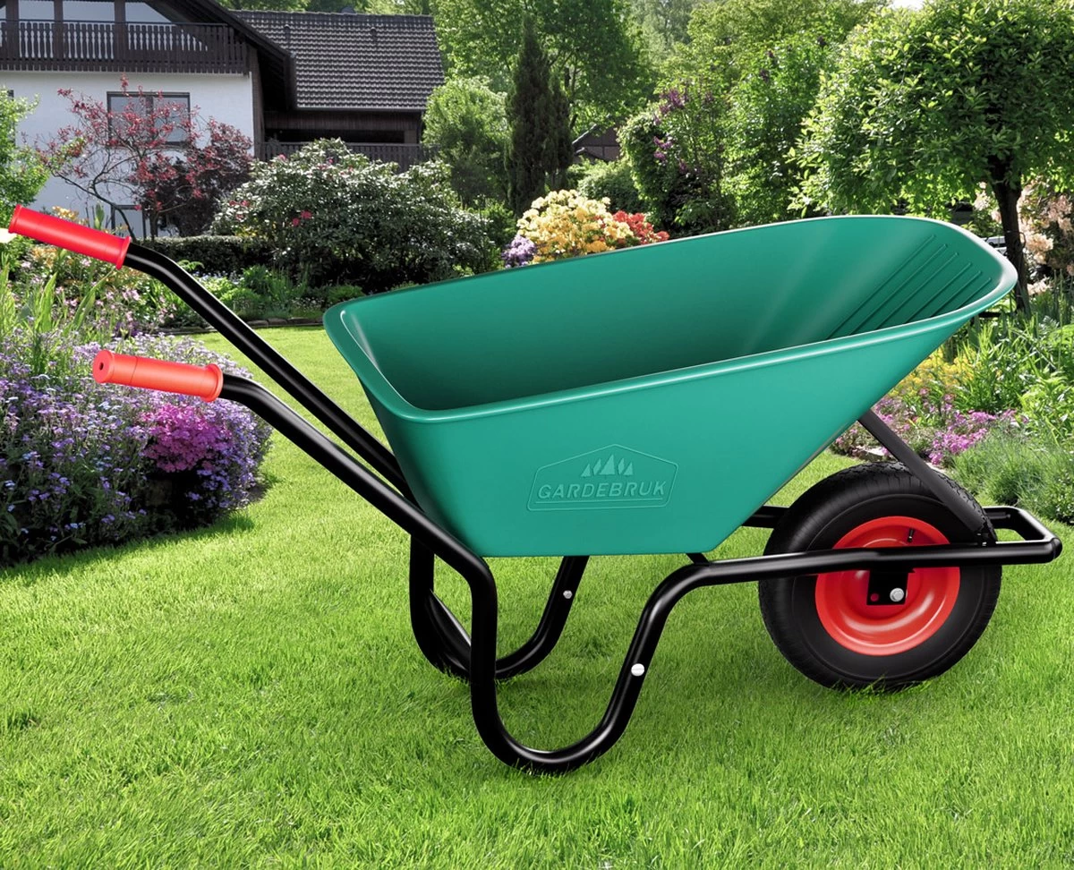 Gardebruk Kruiwagen 100 L - Kunststof Kuip – Tot 150KG Groen - Afbeelding 5